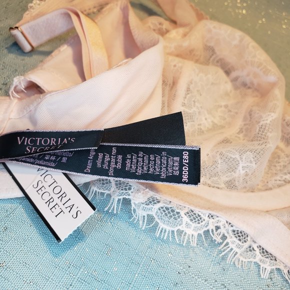 BRAND NEW -36DD- Victoria's Secret Dream Angels Unlined Plunge Bra Light Pink - Picture 11 of 12